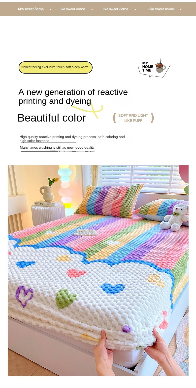Thickened Fleece Bed Sheet Protector for Winter