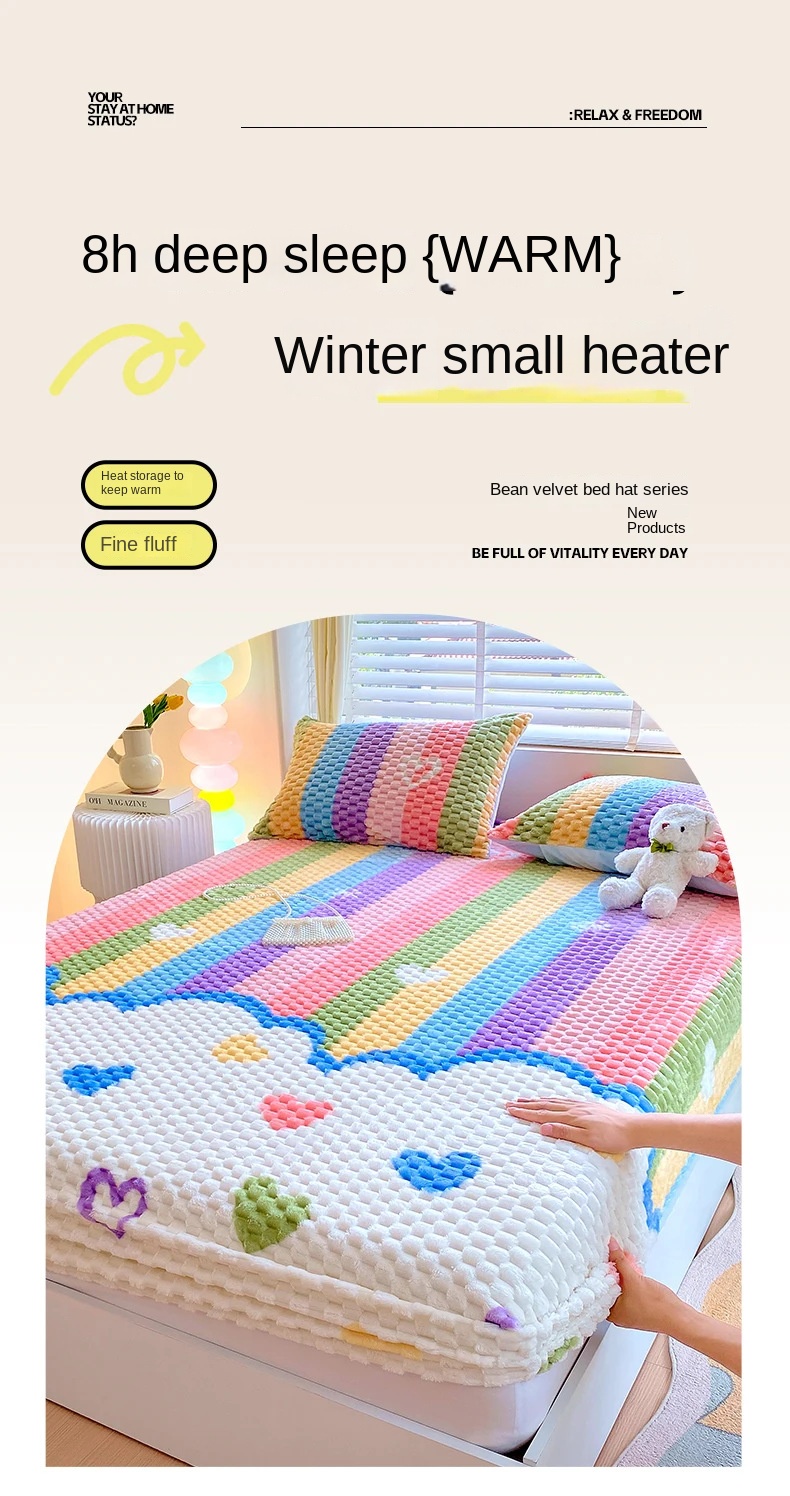 Thickened Fleece Bed Sheet Protector for Winter