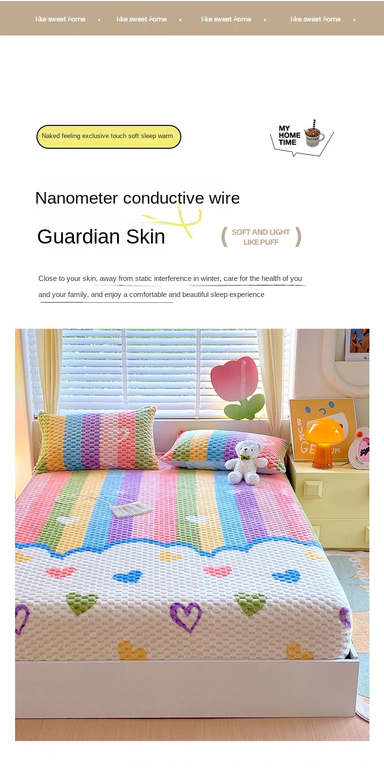 Thickened Fleece Bed Sheet Protector for Winter