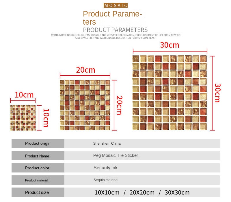 Self - Adhesive Mosaic Tile Wallpaper