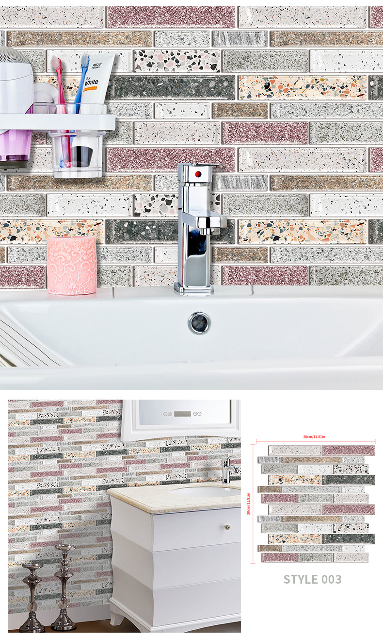 3D Self - Adhesive Waterproof Wall Stickers for Kitchen and Bathroom