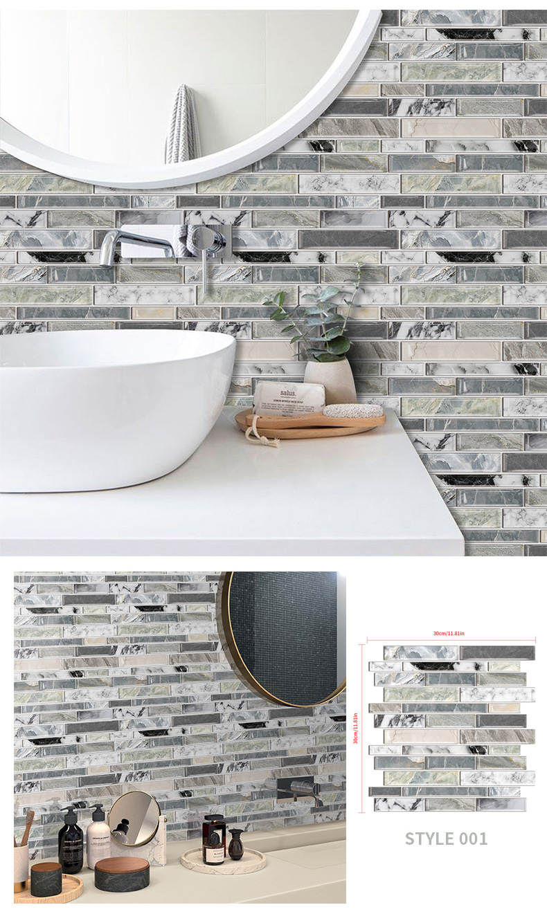 3D Self - Adhesive Waterproof Wall Stickers for Kitchen and Bathroom