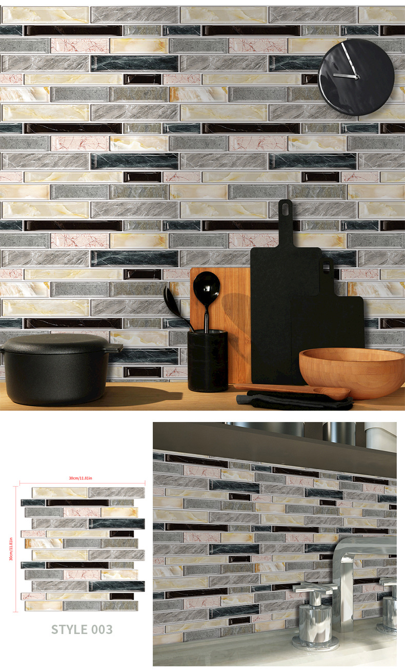 3D Self - Adhesive Waterproof Wall Stickers for Kitchen and Bathroom