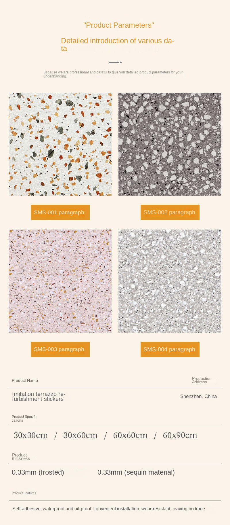 Simulated Terrazzo Self - Adhesive Wall and Floor Tiles