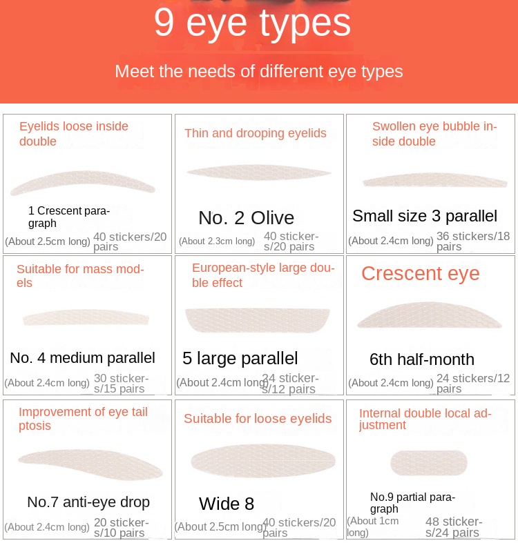 Invisible Lace Double Eyelid Patches for Various Eye Shapes