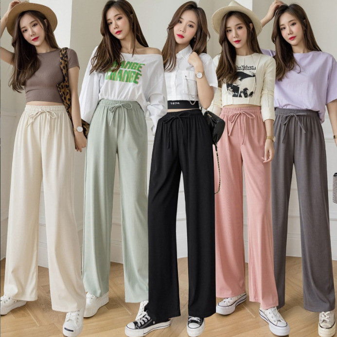 Women's Iced Silk Wide-Legged Casual Pants