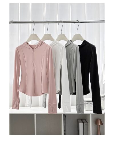 Women's Pink Ice Silk Sunscreen Jacket for Yoga and Outdoor