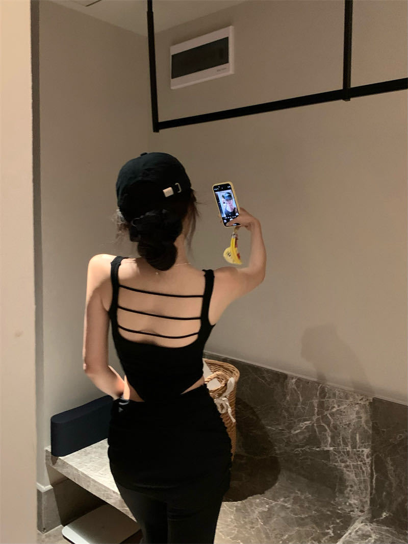 Women's Sexy Red Backless Halter Top with Pads