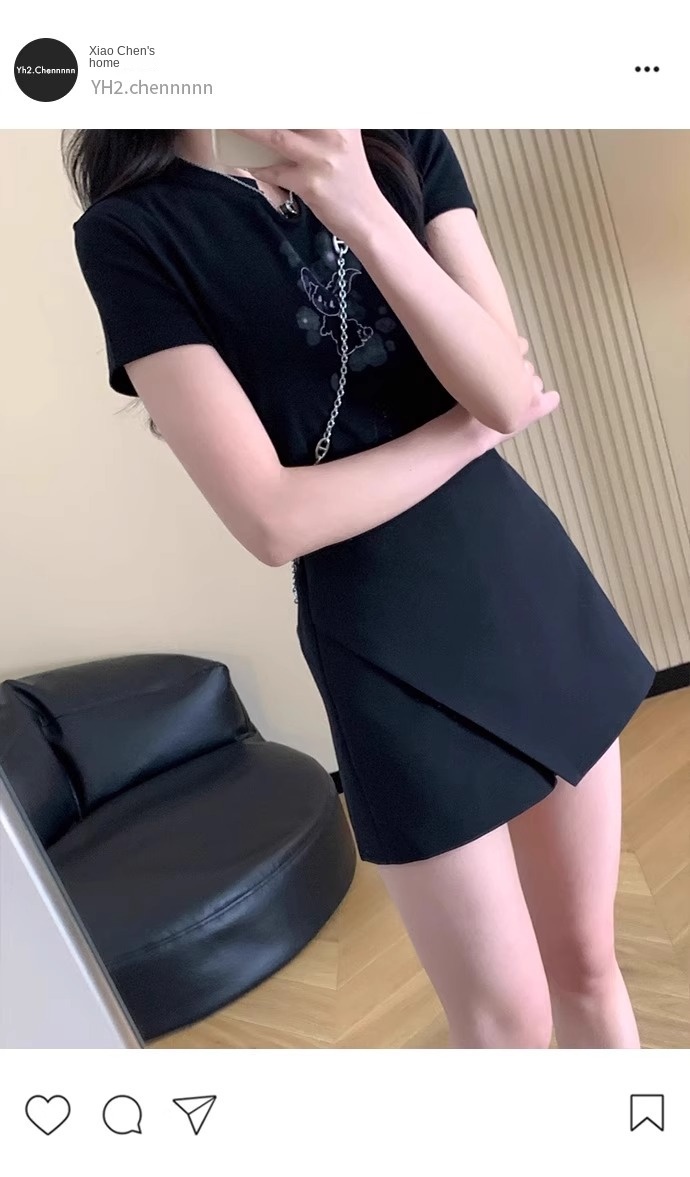 Fall Slimming Black Shorts Skirt with Academic Style