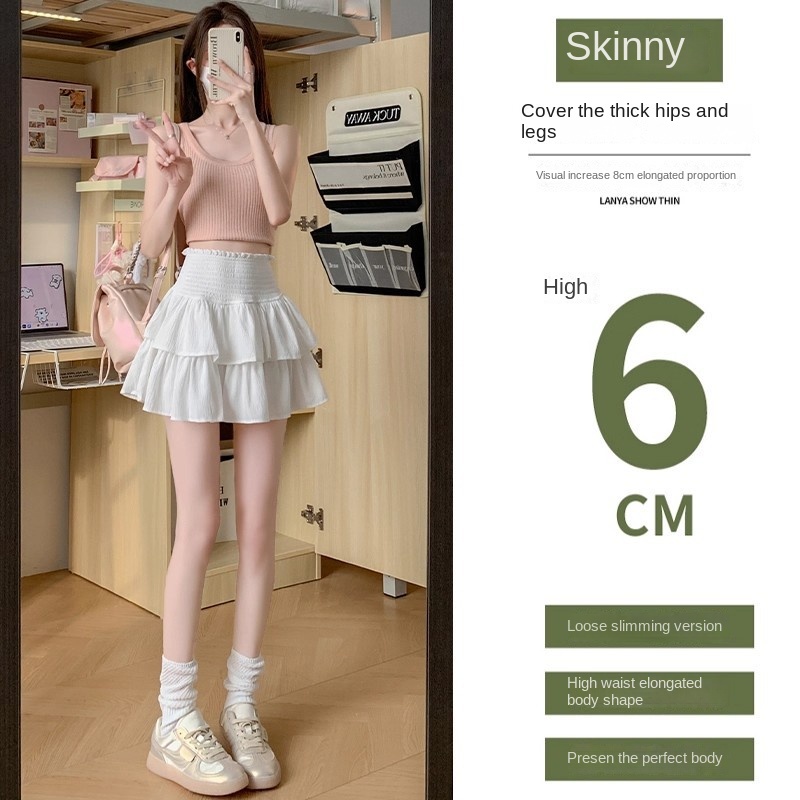 White Double - Layered A - Line Cake Mini Skirt for Women