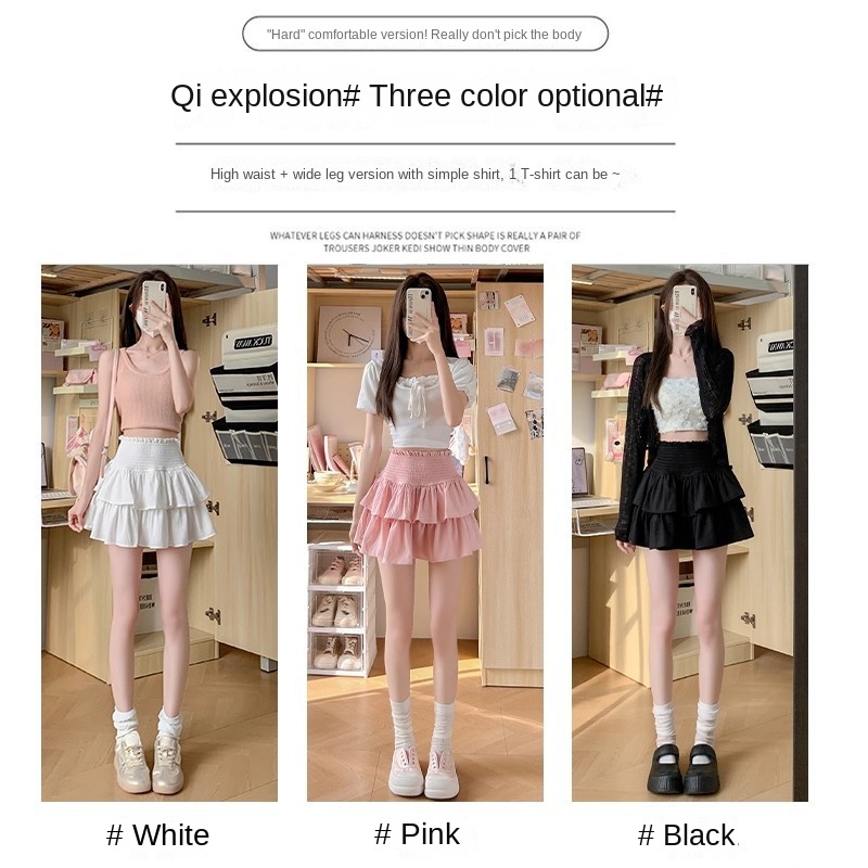 White Double - Layered A - Line Cake Mini Skirt for Women