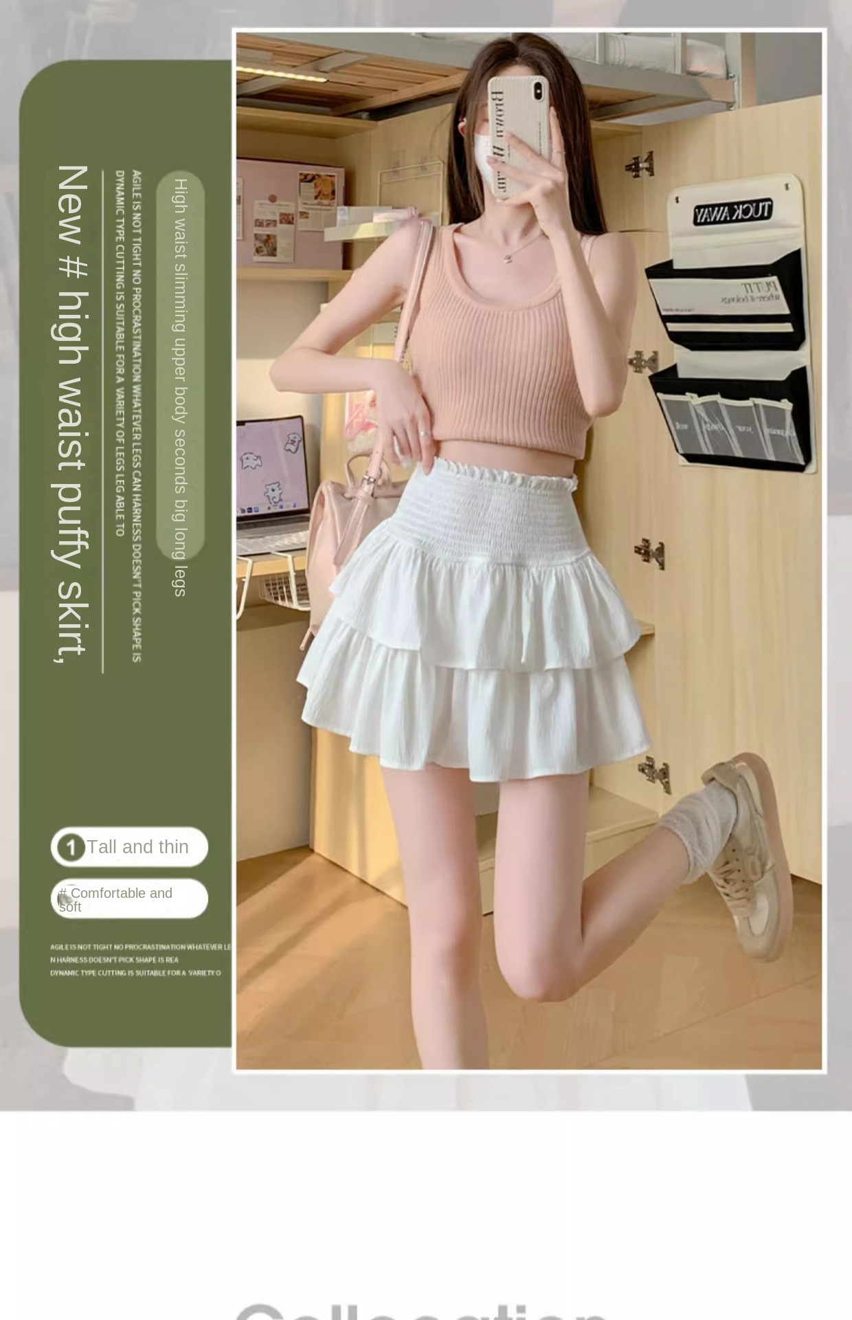 White Double - Layered A - Line Cake Mini Skirt for Women