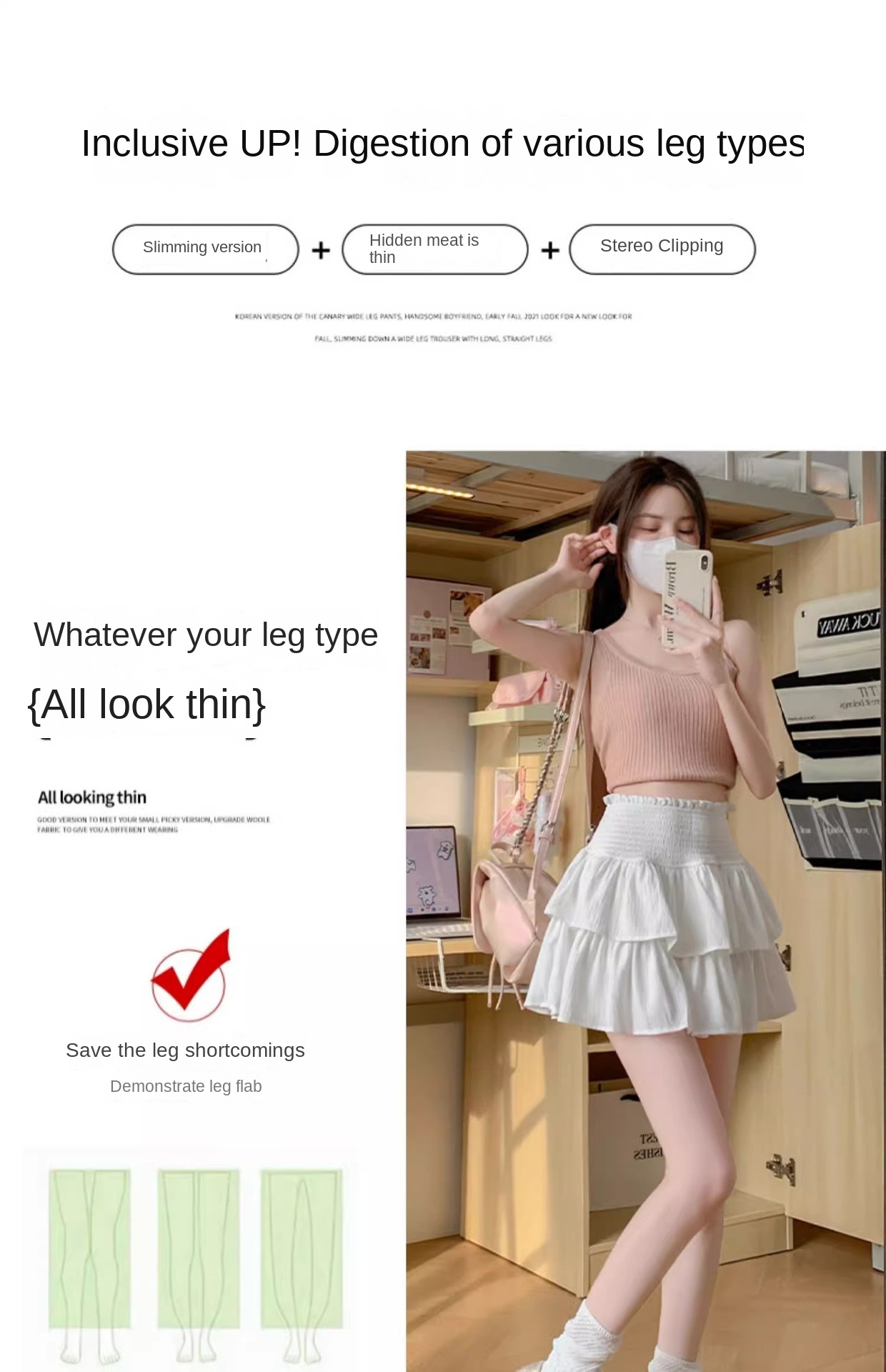 White Double - Layered A - Line Cake Mini Skirt for Women