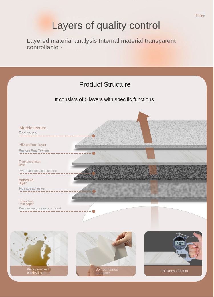 Self - Adhesive Waterproof Marble Wall Sticker