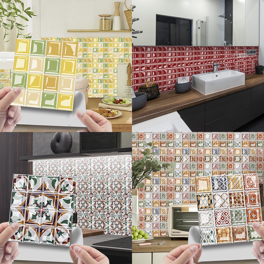 Removable Self - Adhesive Mosaic Wall Tiles for DIY Decoration