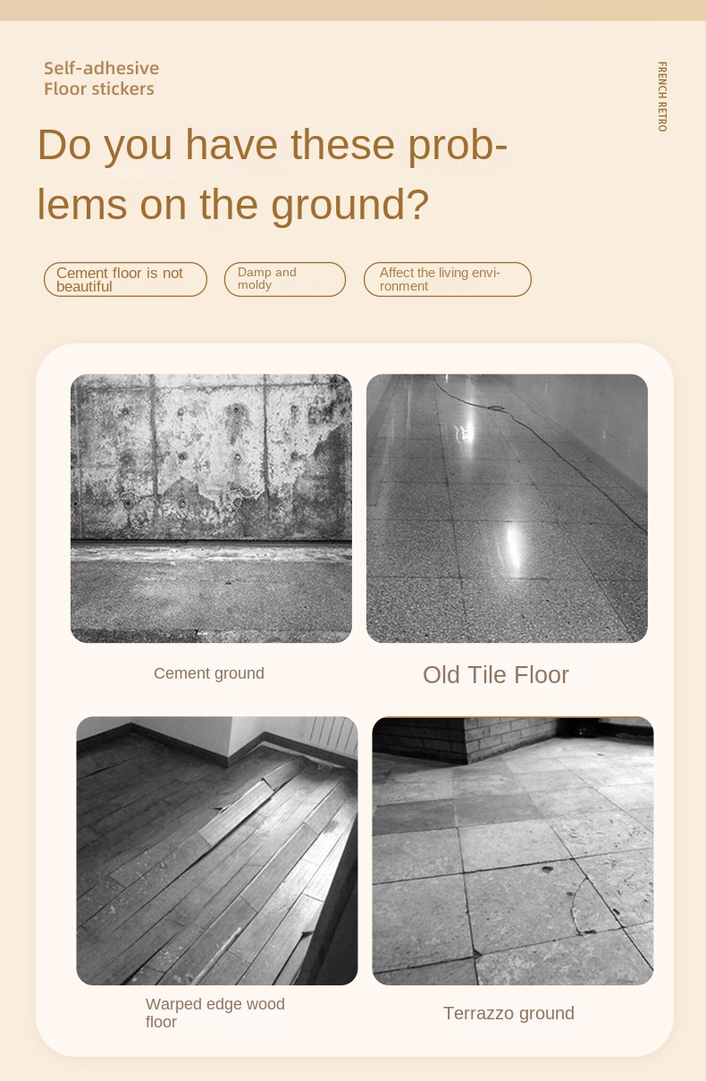 French Retro Self-adhesive Floor Stickers