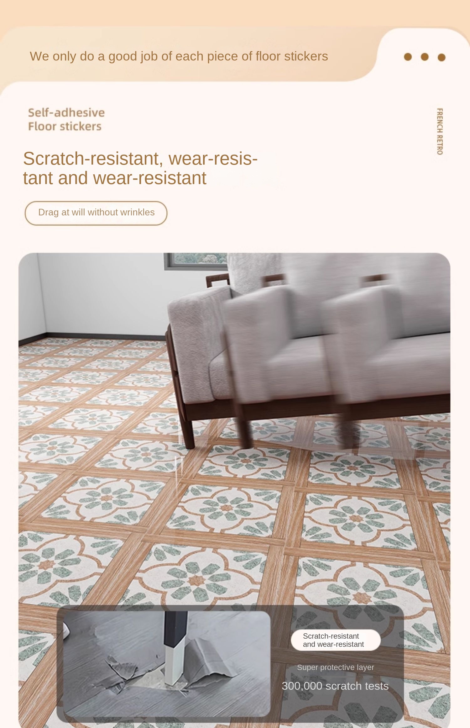 French Retro Self-adhesive Floor Stickers
