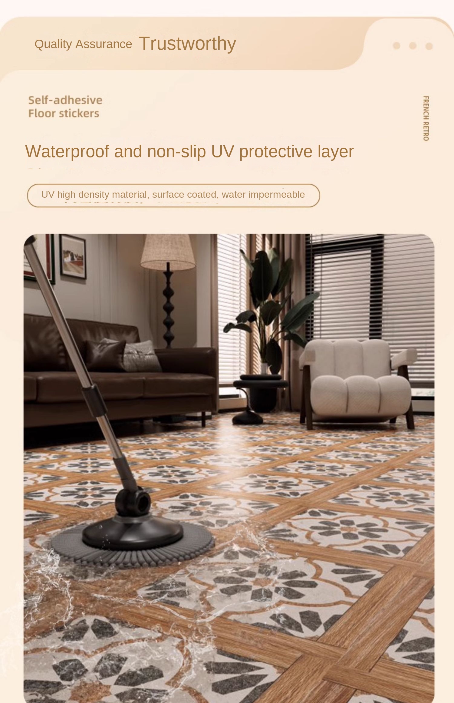 French Retro Self-adhesive Floor Stickers