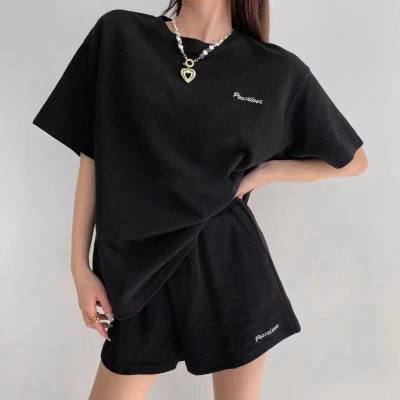 Summer Casual Sports Two - piece Set with Waffle Pattern