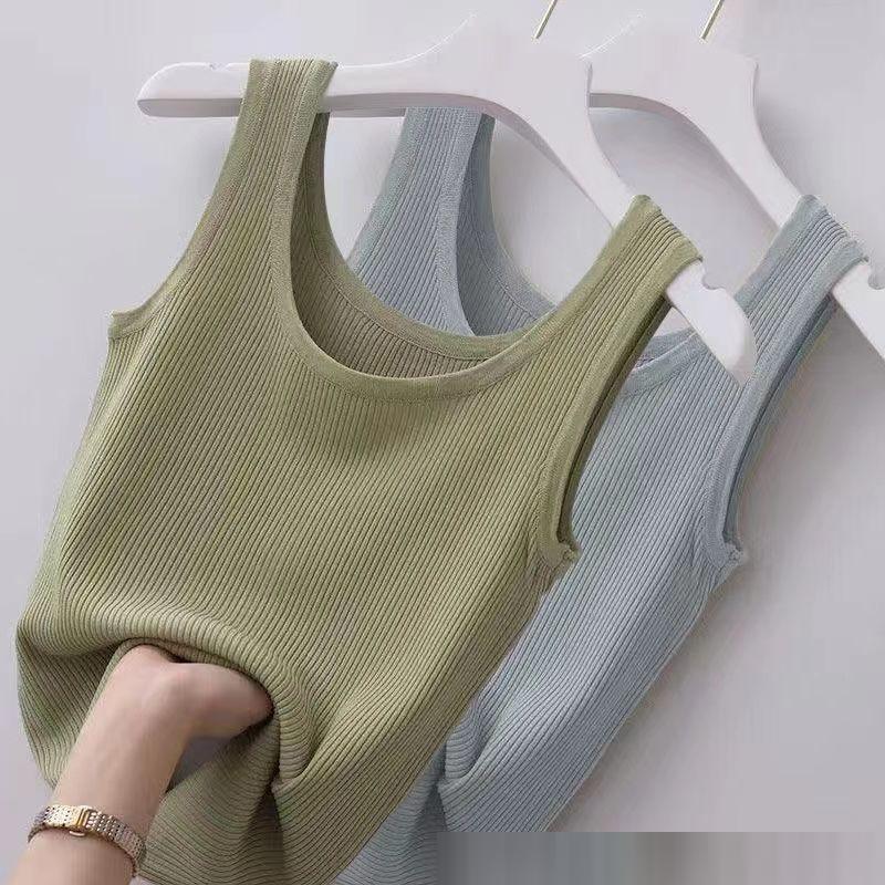 Women's Large Size Sleeveless Ribbed Summer Vest