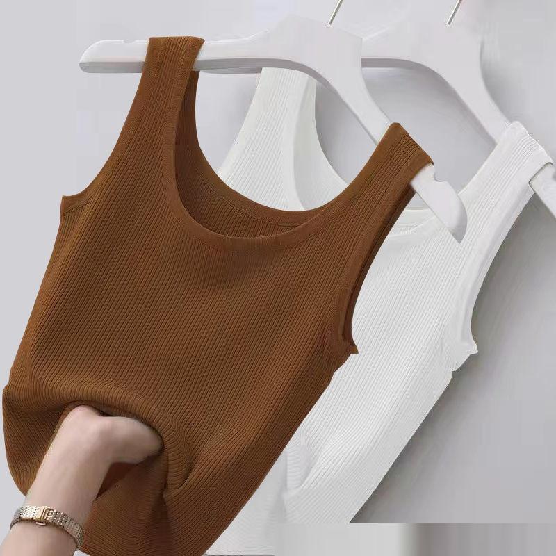Women's Large Size Sleeveless Ribbed Summer Vest