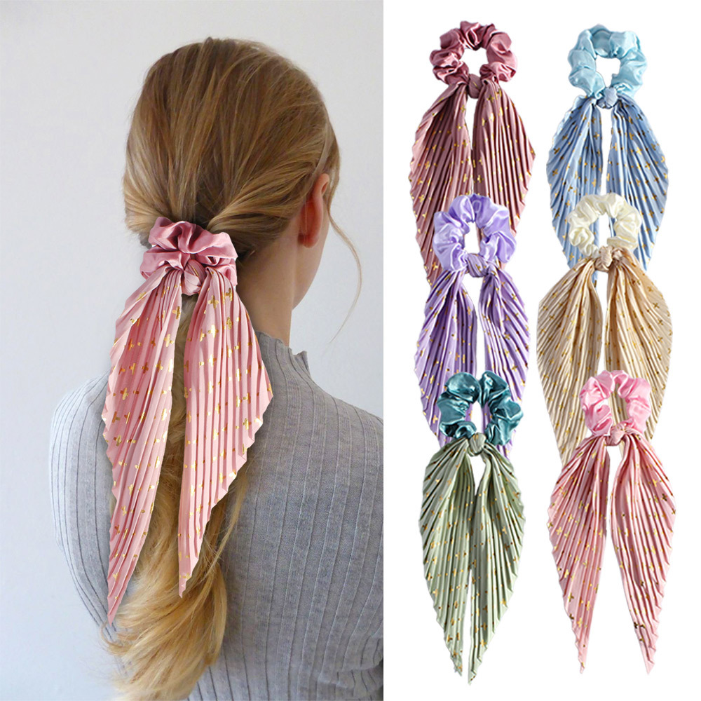 Handmade Folded Sausage Hair Rings with Vintage Ribbons