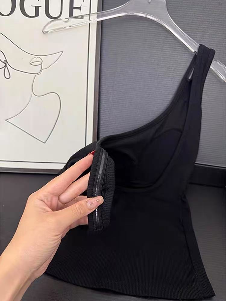 Women's Summer Black Backless Padded Crop Top