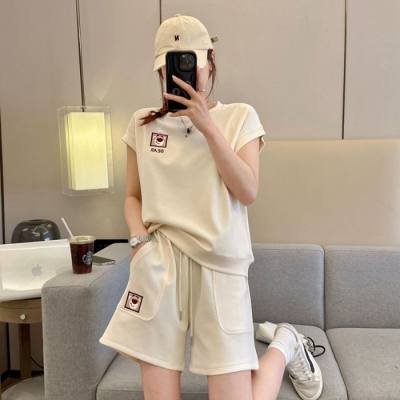 Women's Loose Slim Korean Embroidered Two - piece Sport Set
