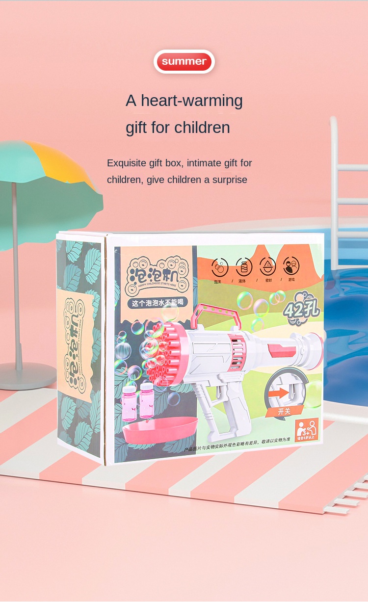 42-Hole Rocket Bubble Gatling Toy for Kids