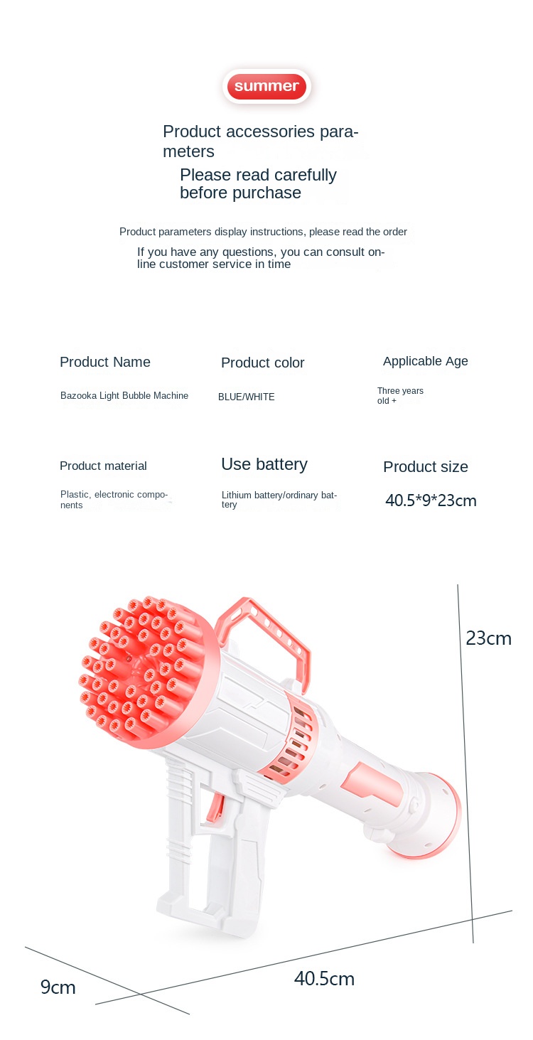 42-Hole Rocket Bubble Gatling Toy for Kids