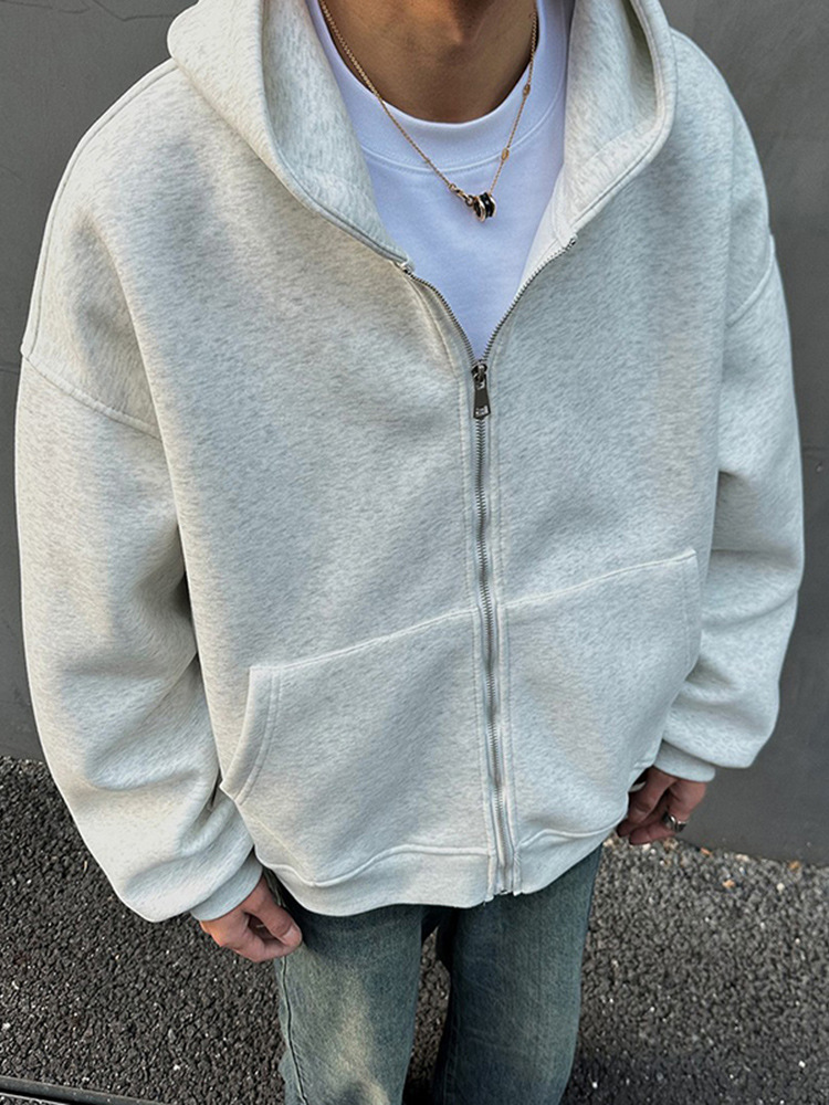 Men's Boxy Hooded Cardigan Sweatshirt for Spring and Autumn