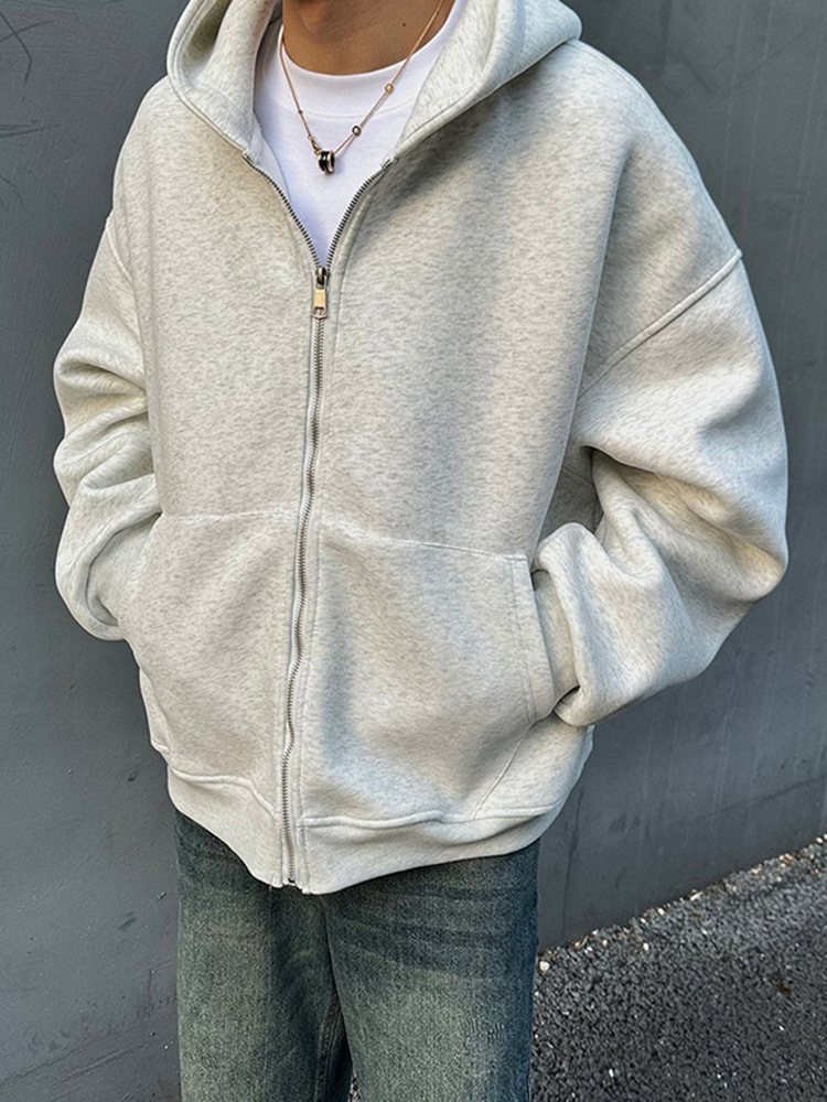 Men's Boxy Hooded Cardigan Sweatshirt for Spring and Autumn