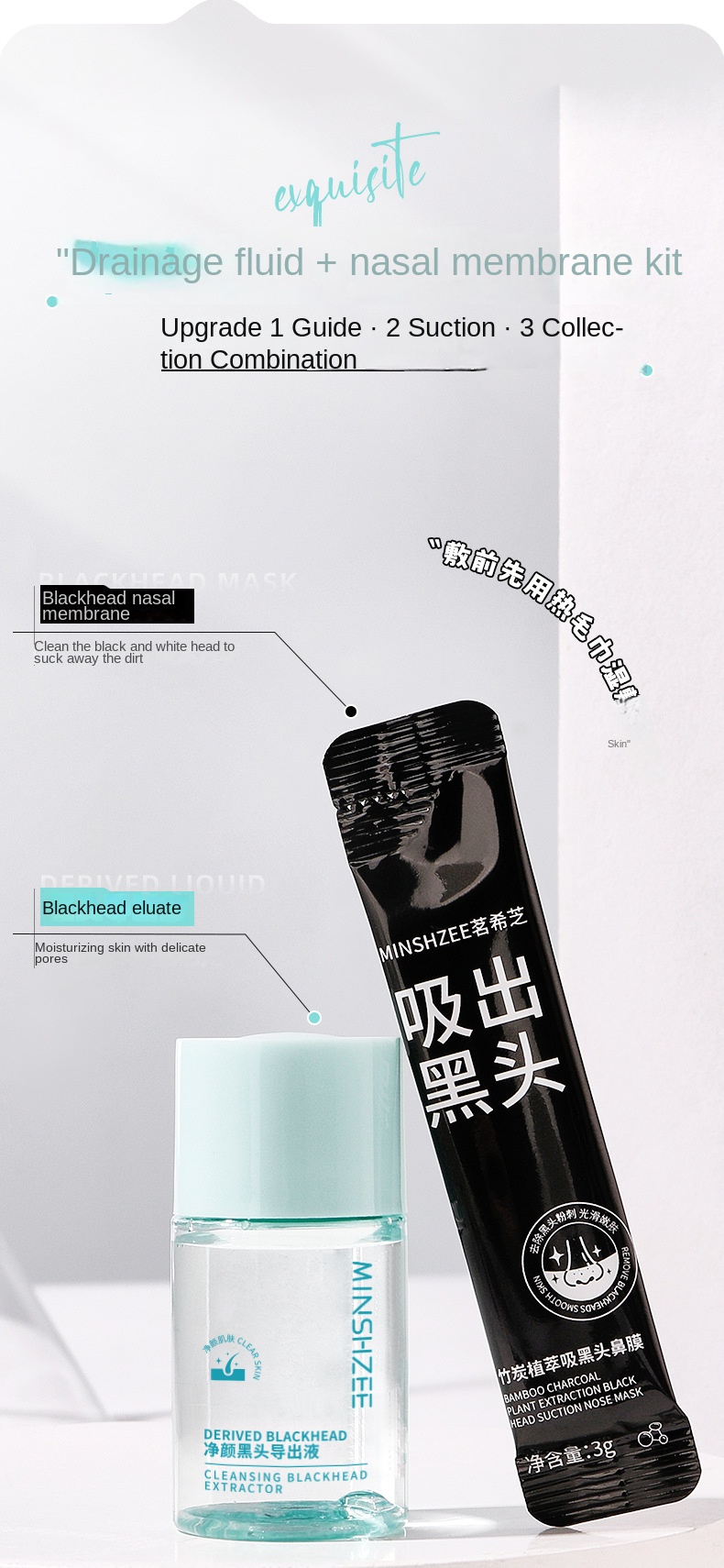 Charcoal Plant Extract Blackhead Suction Nose Mask Set