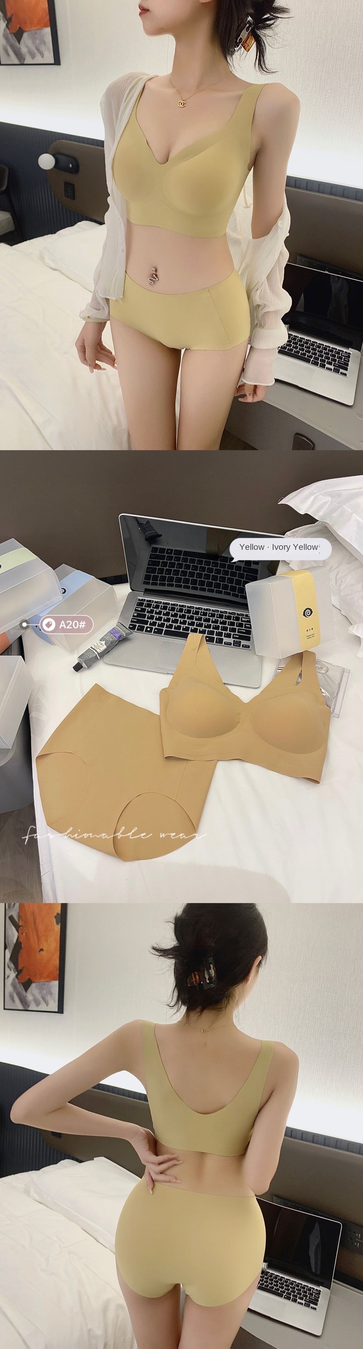 Women's Ice Silk Bra and Panties Set with Soft Support