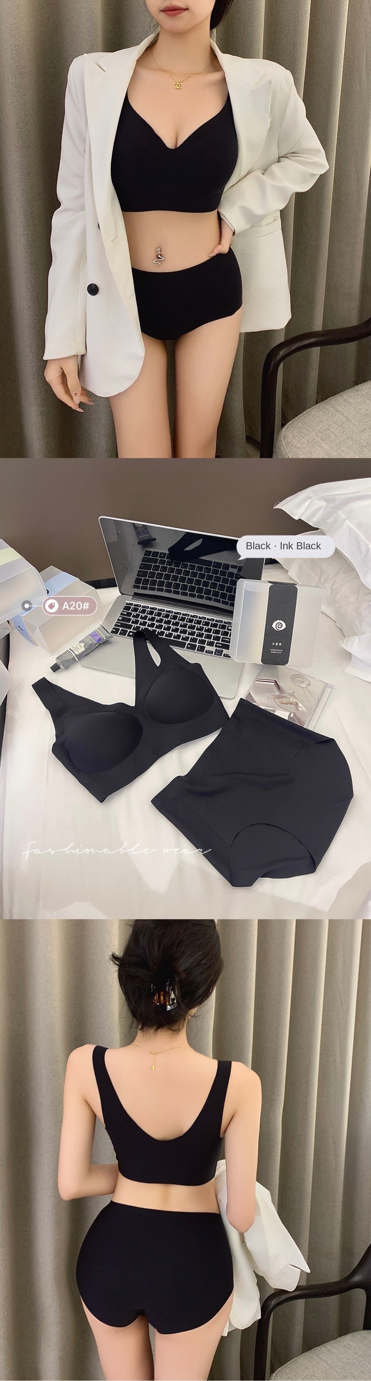 Women's Ice Silk Bra and Panties Set with Soft Support