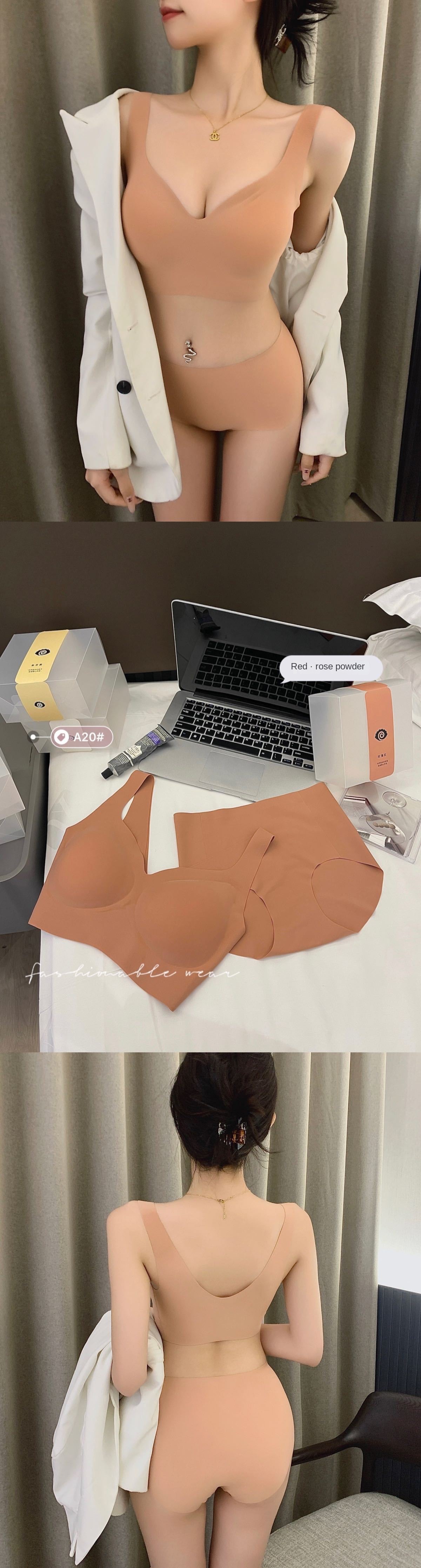 Women's Ice Silk Bra and Panties Set with Soft Support