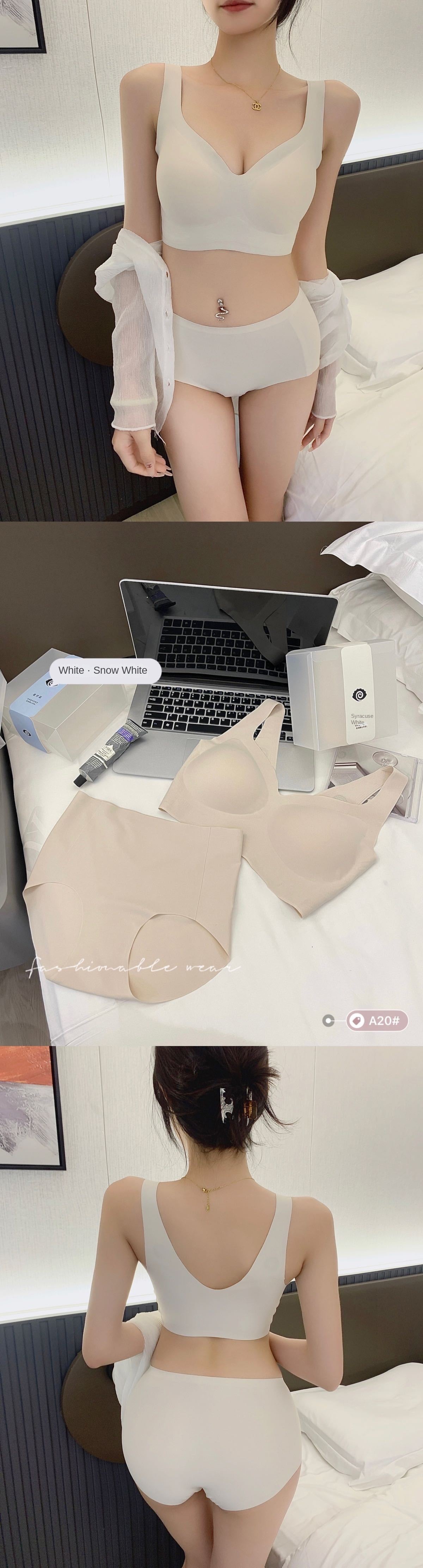 Women's Ice Silk Bra and Panties Set with Soft Support
