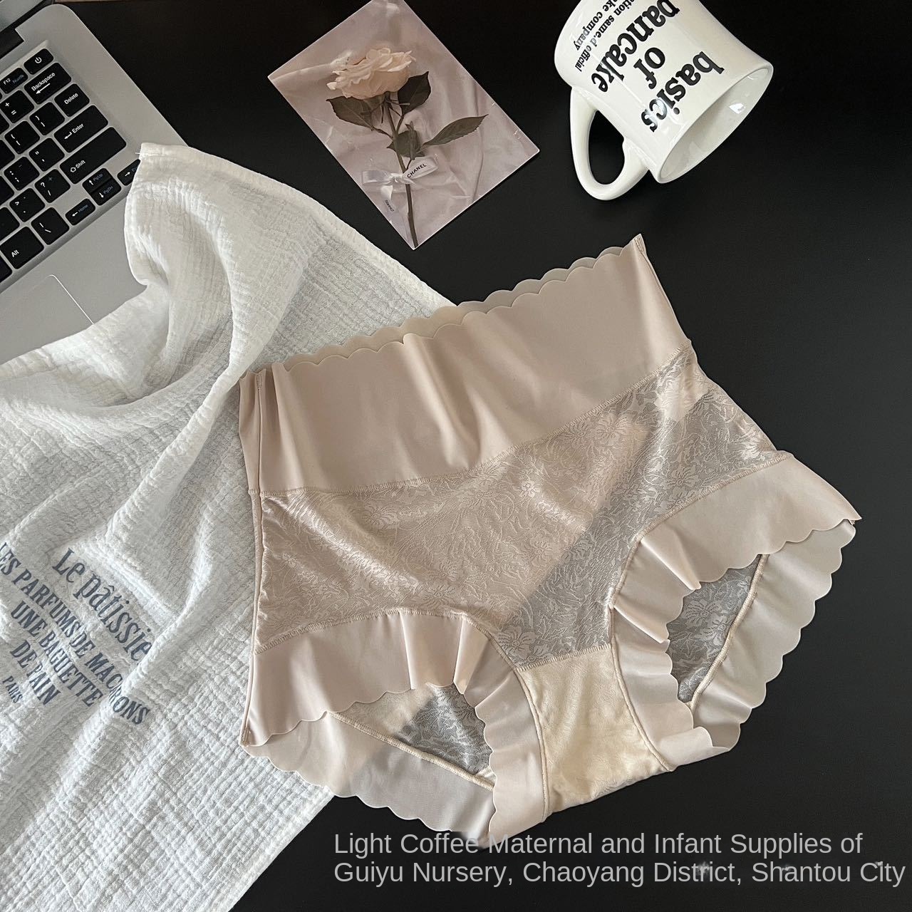 Women's High Waist Ice Silk Lace Cotton Crotch Panties