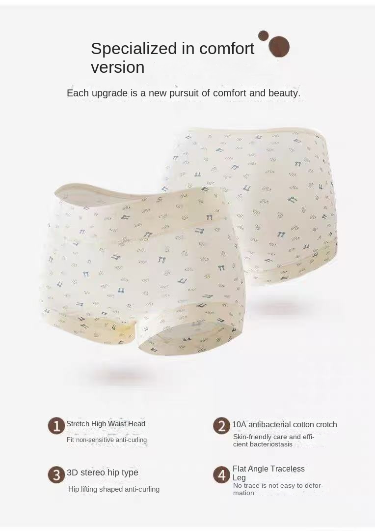 Cotton Briefs with Floral Print and Full Hip Coverage