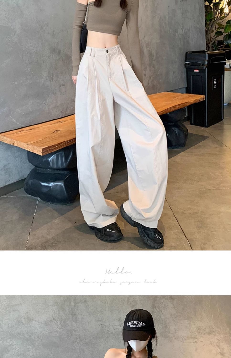 Women's Small Chanel-style American Work Wide-leg Pants