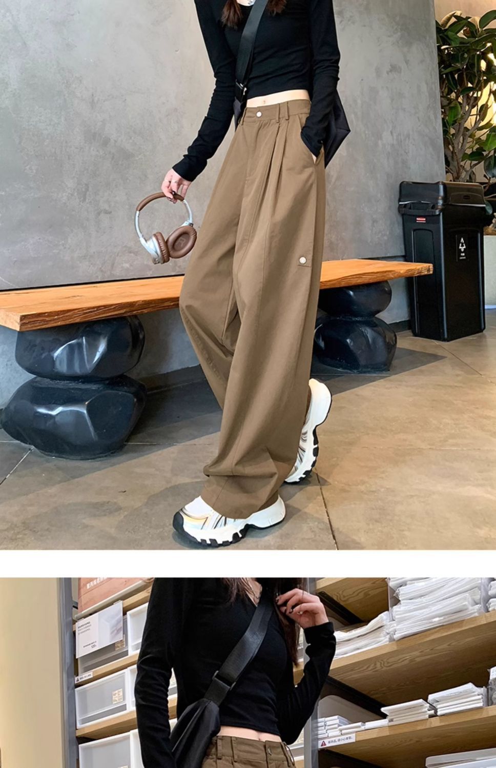 Women's Small Chanel-style American Work Wide-leg Pants
