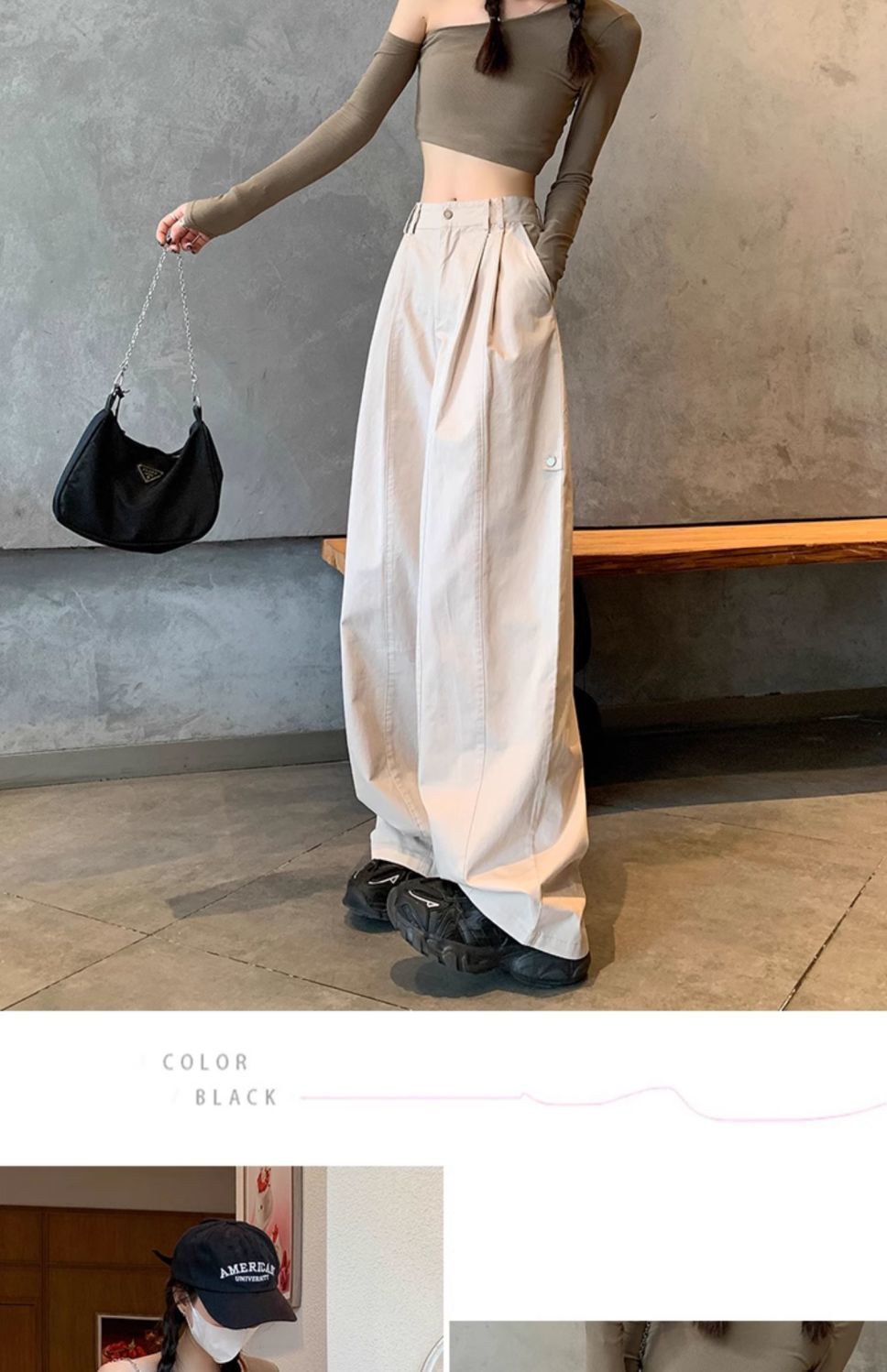 Women's Small Chanel-style American Work Wide-leg Pants