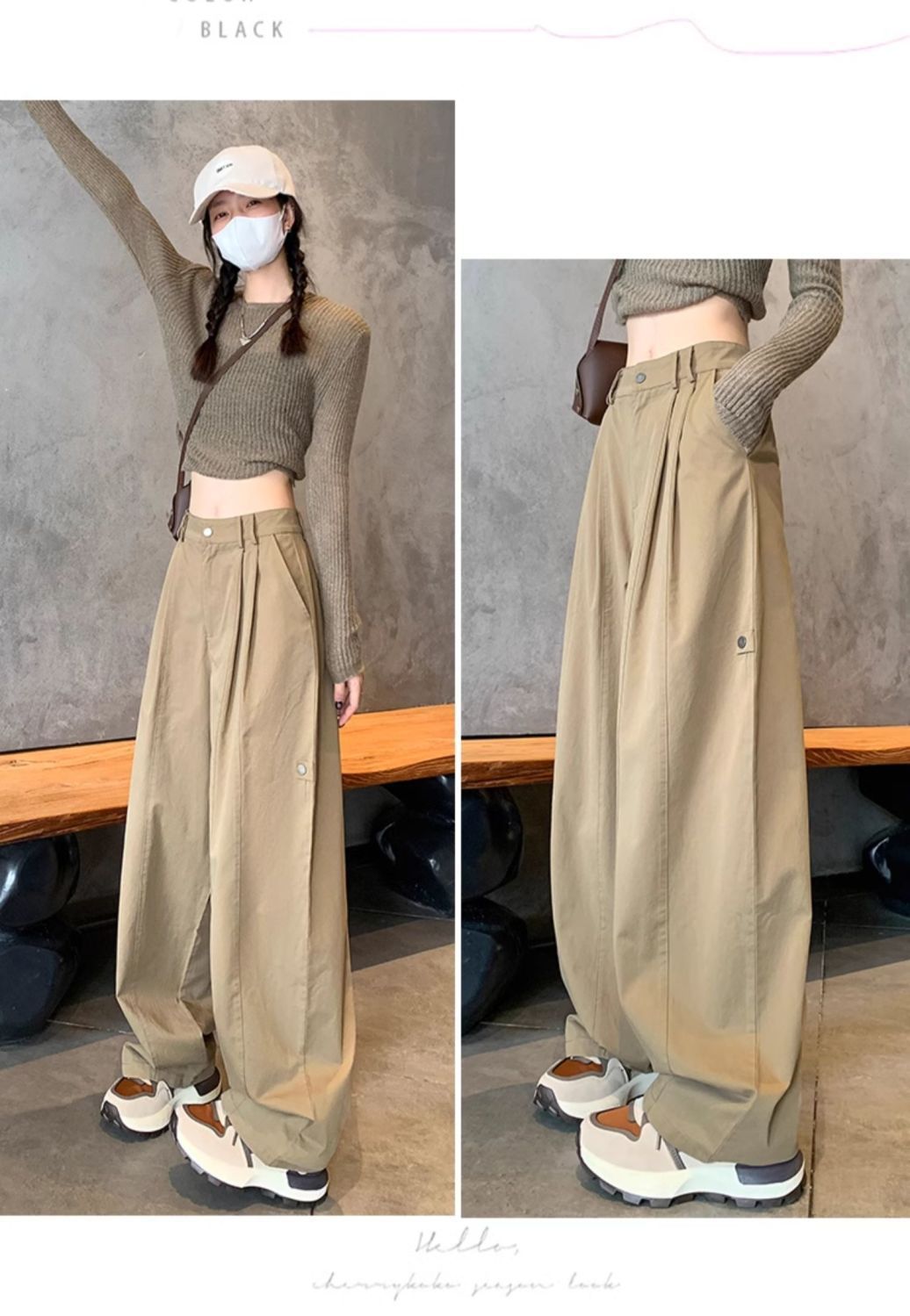 Women's Small Chanel-style American Work Wide-leg Pants