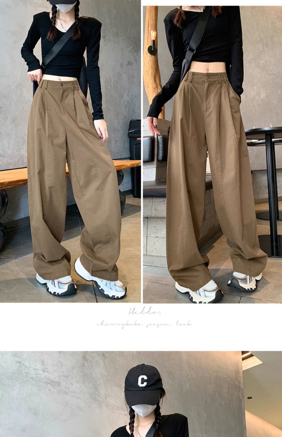 Women's Small Chanel-style American Work Wide-leg Pants
