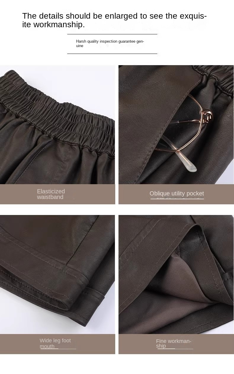 Women's Wrinkle-Resistant PU Leather Shorts for Fall/Winter