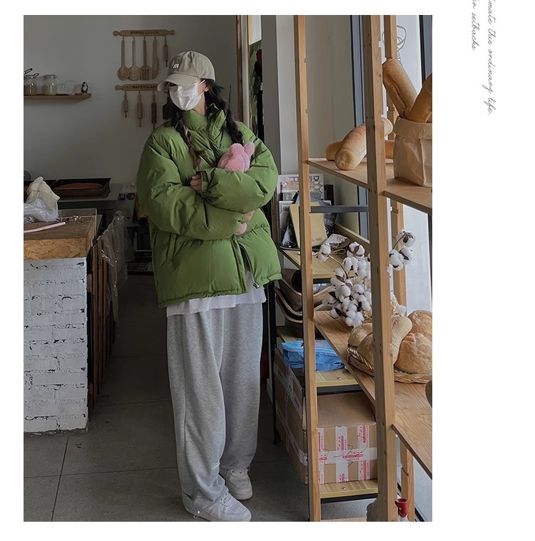 Green Loose Couple Winter Cotton Coat