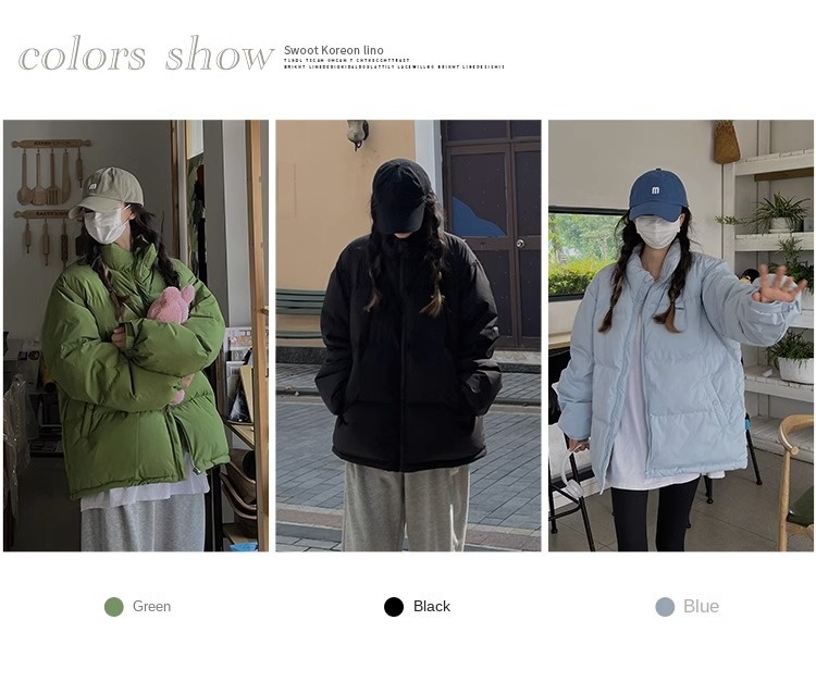 Green Loose Couple Winter Cotton Coat