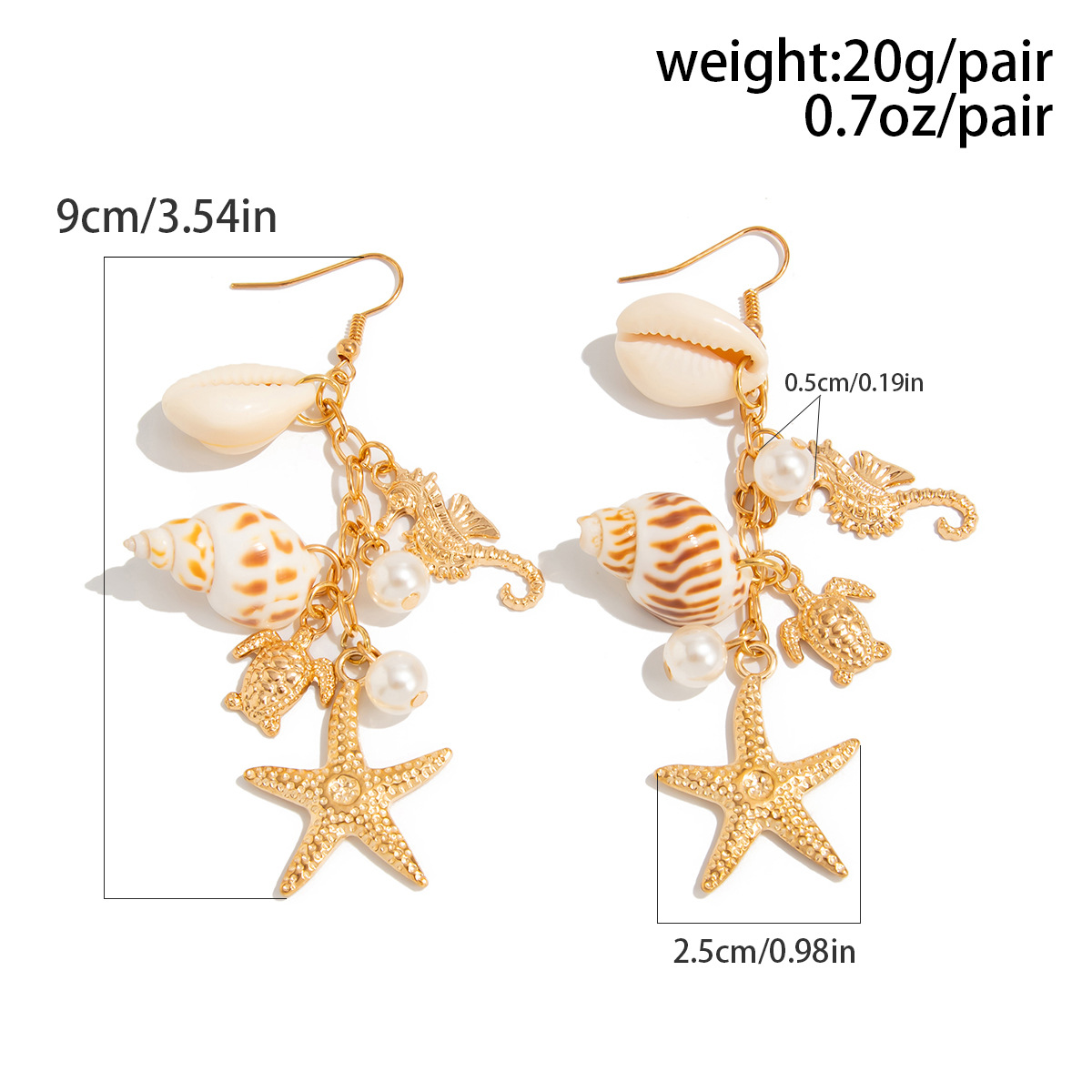 Beach Starfish Jellyfish Alloy Earring with Crystal Tassel