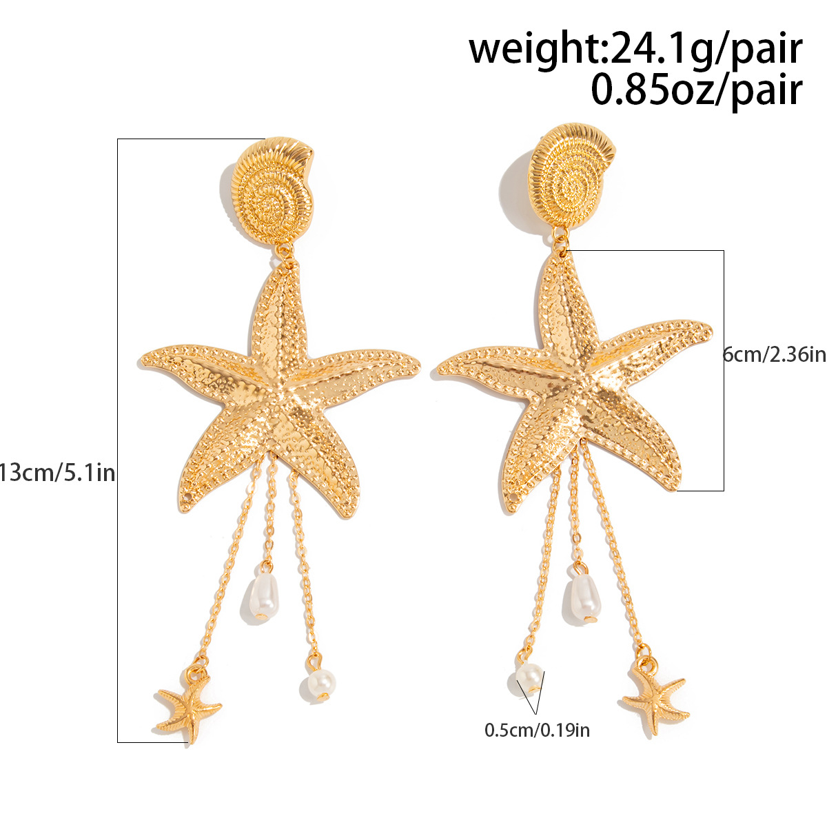 Beach Starfish Jellyfish Alloy Earring with Crystal Tassel