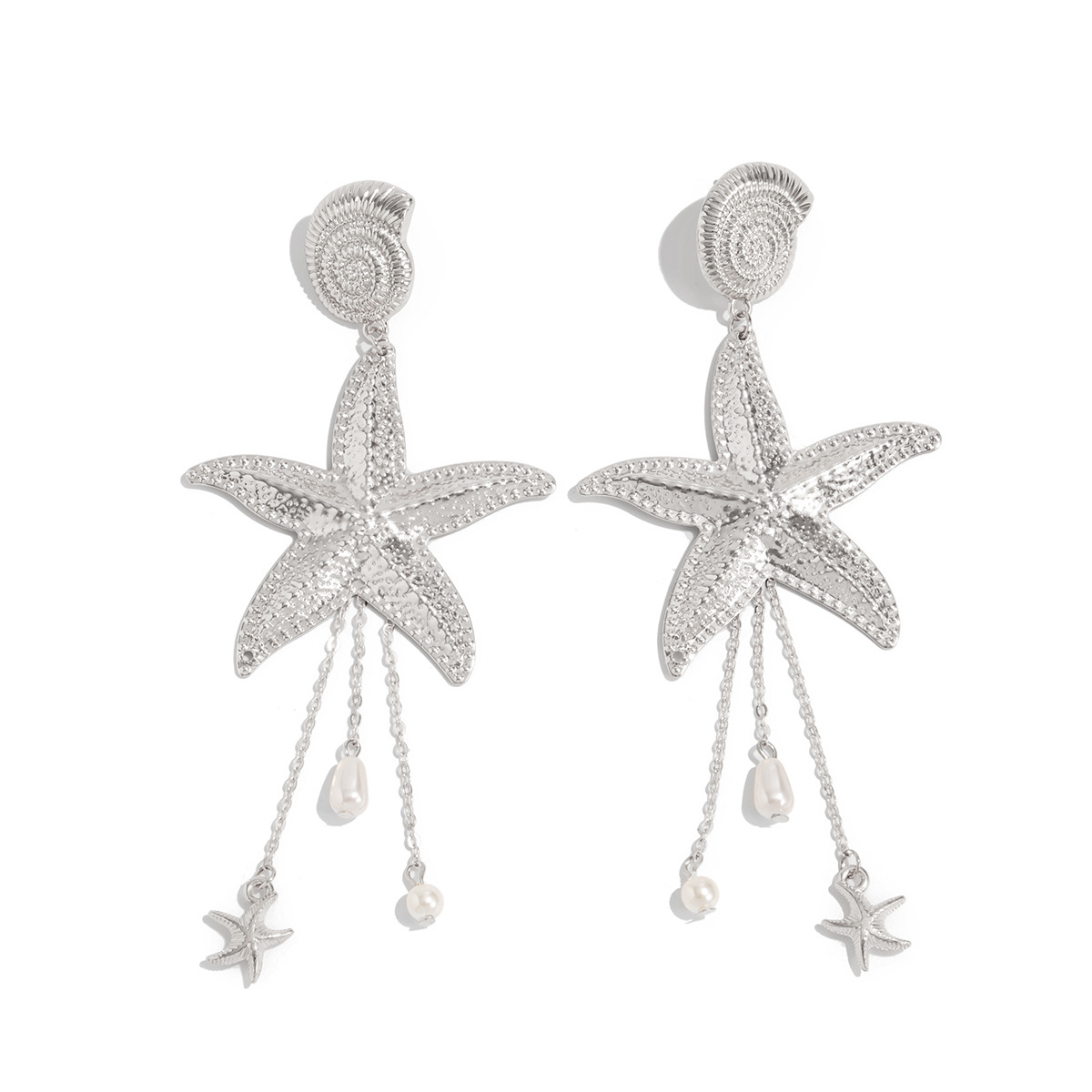 Beach Starfish Jellyfish Alloy Earring with Crystal Tassel